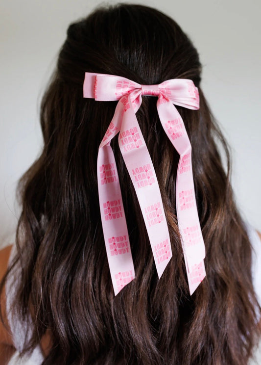 Girls Pink Howdy Hair-bow