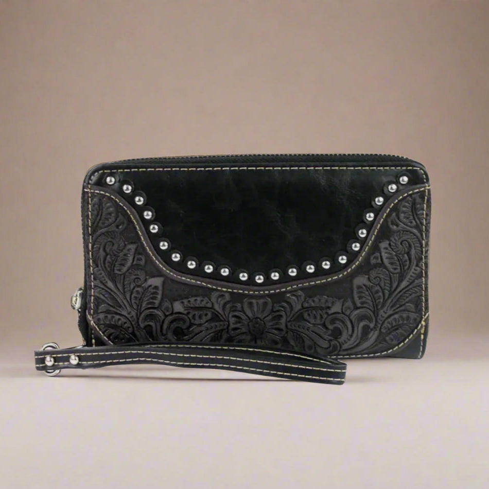 Montana West Tooling Collection Wallet/Wristlet-Black