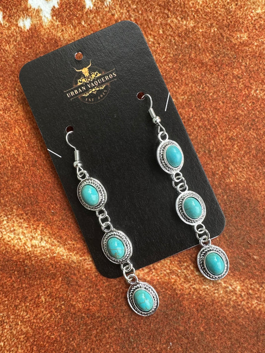 Turquoise Oval Drop Earrings