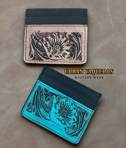 Western Genuine Tooled Leather Card Holder