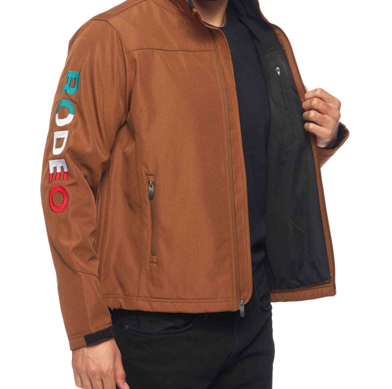 Rodeo Clothing Co. Men's Soft Shell Bonded Jacket -COGNAC MEX