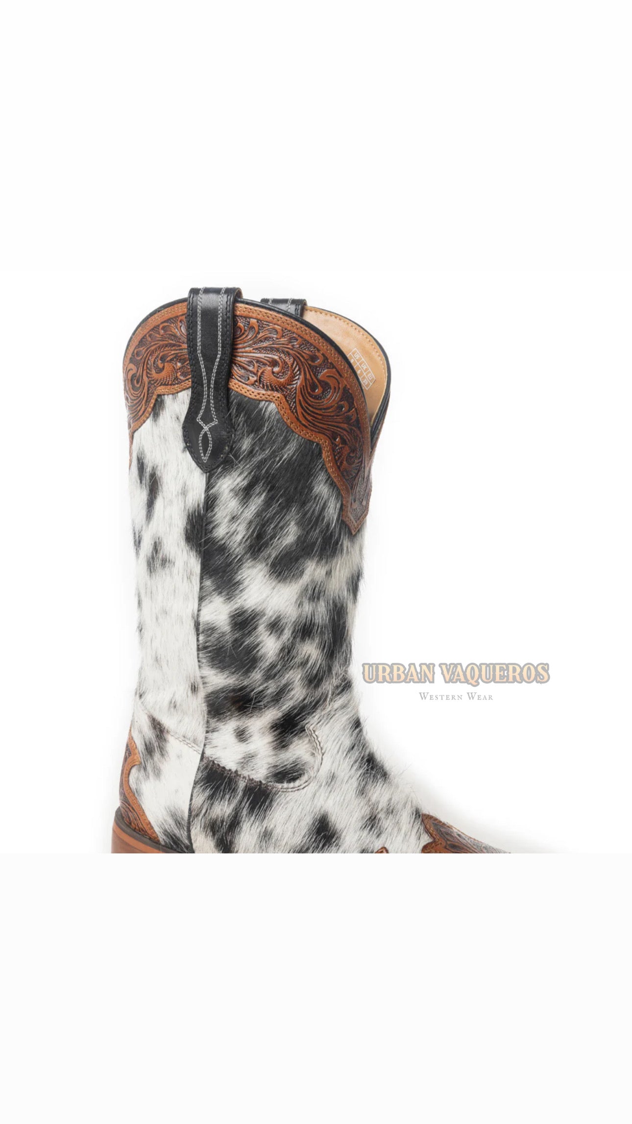 Mesa Cloud Hand Tooled Leather Boots-Black & White