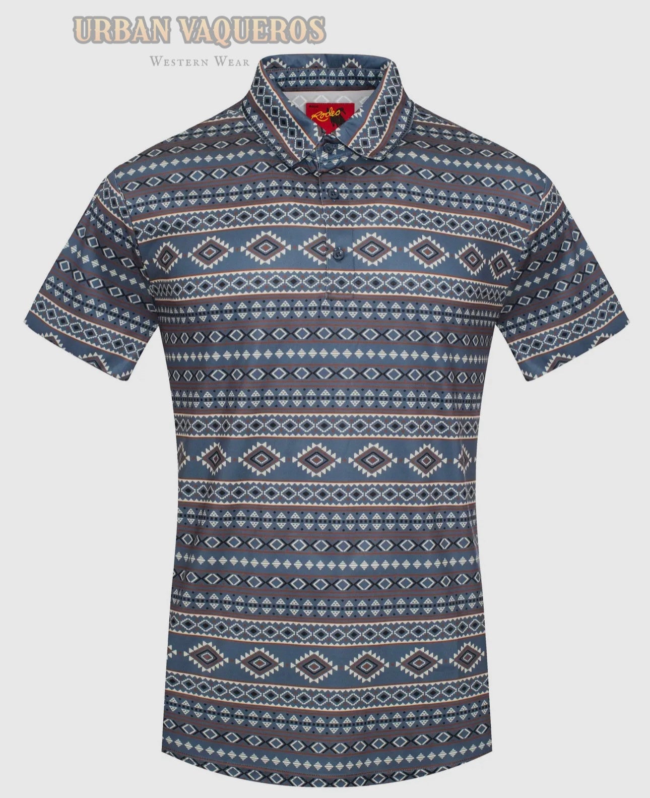 Men's Short Sleeve Printed Western Polo Shirt