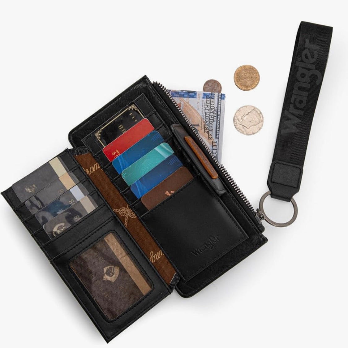 Wrangler Wallet Wristlet with Zipper Pocket