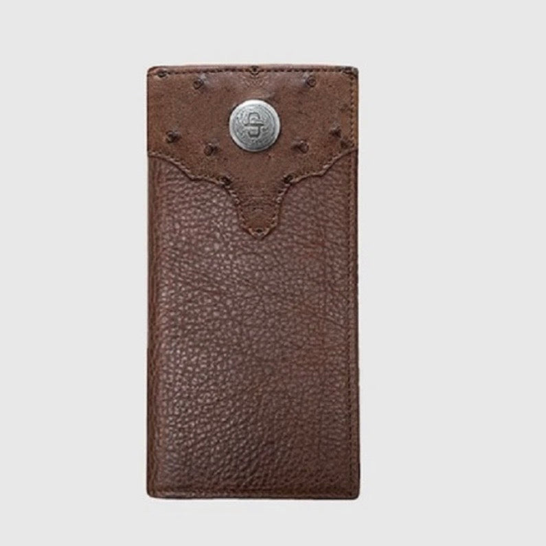 STETSON RODEO HAZLENUT OSTRICH/BISON CHECKBOOK WALLET