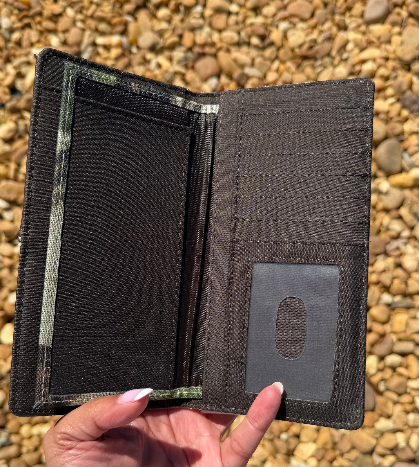 Men’s Camo Long Antique Silver Cross Concho Wallet