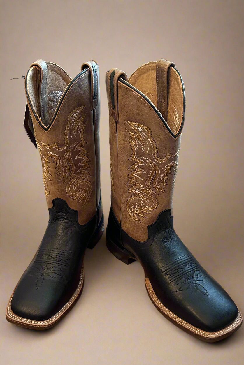 Jama Old West Brown/Black Canyon Cowboy Boots-Square Toe Boots