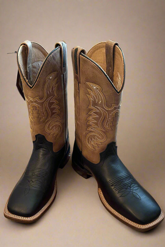 Men’s Jama Old West Brown/Black Canyon Cowboy Boots-Square Toe Boots