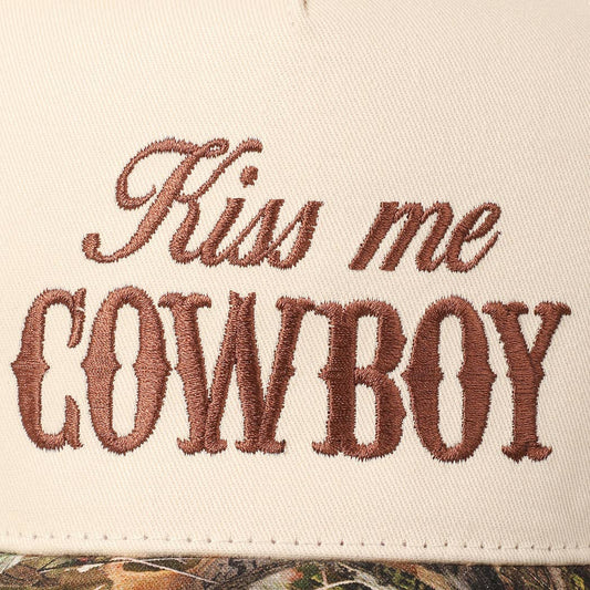 Kiss Me Cowboy Embroidery Two-Tone Trucker Hat
