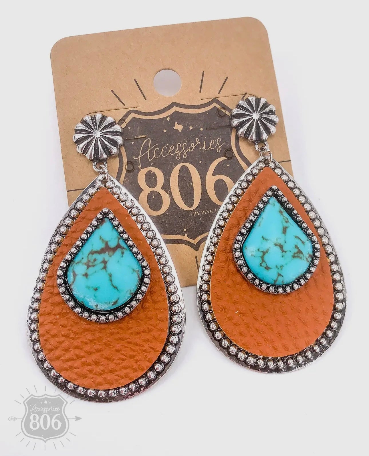 Teardrop with Stone Inlay Earring