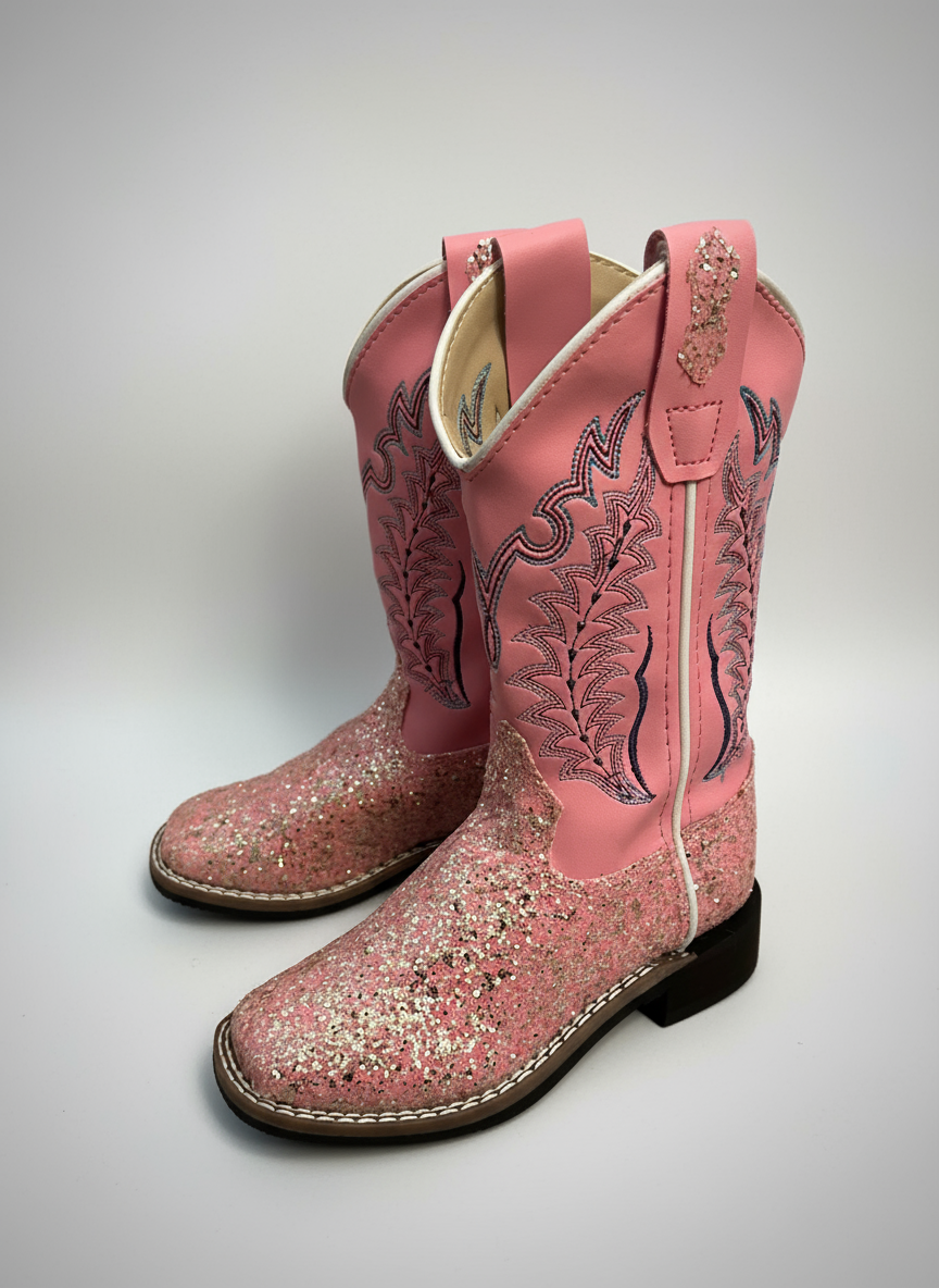 Old West Sparkling Pink Girls Boots
