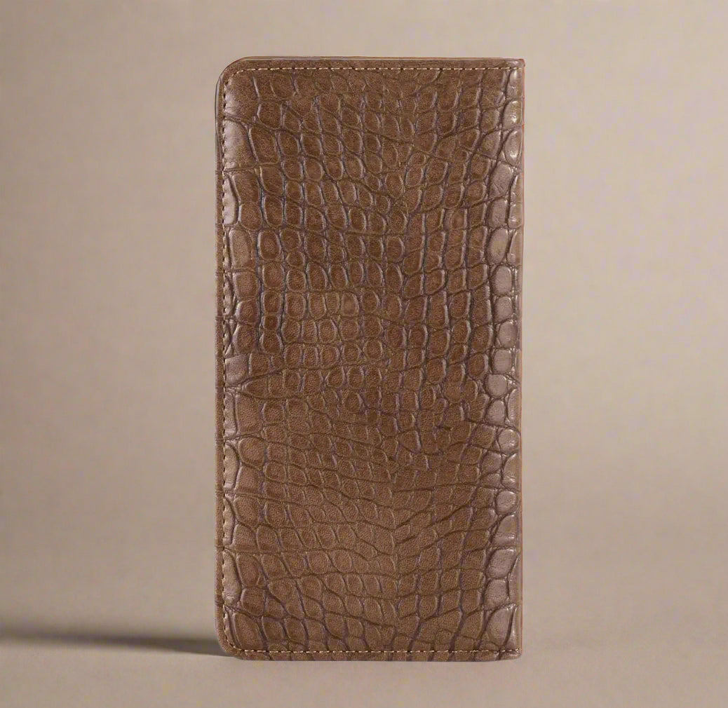 Croc Print Concho Bifold Long Wallet
