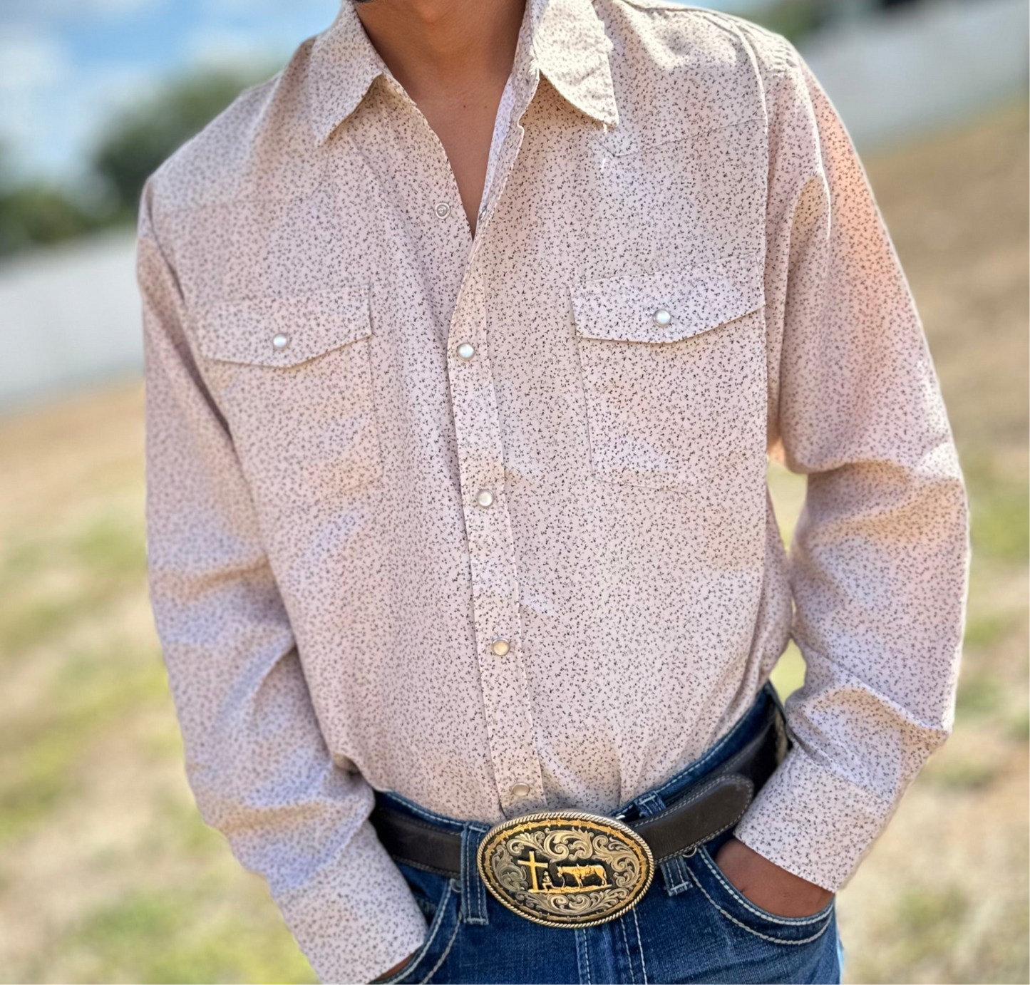 Men’s Western Pearl Snap-Caballero Beige
