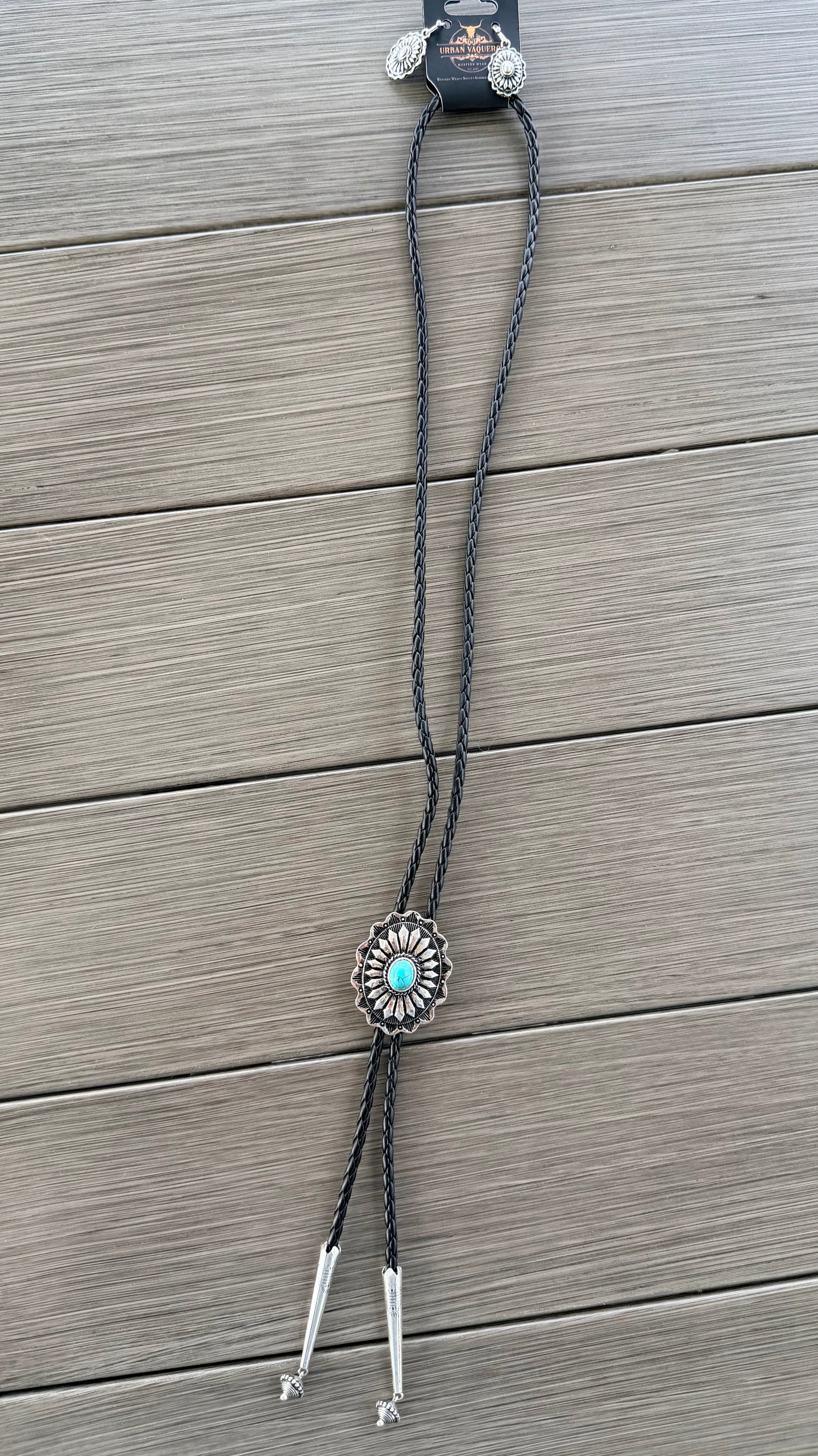 Western Bolo Tie Pendant w/ Leather Cord
Necklace and Earrings Set