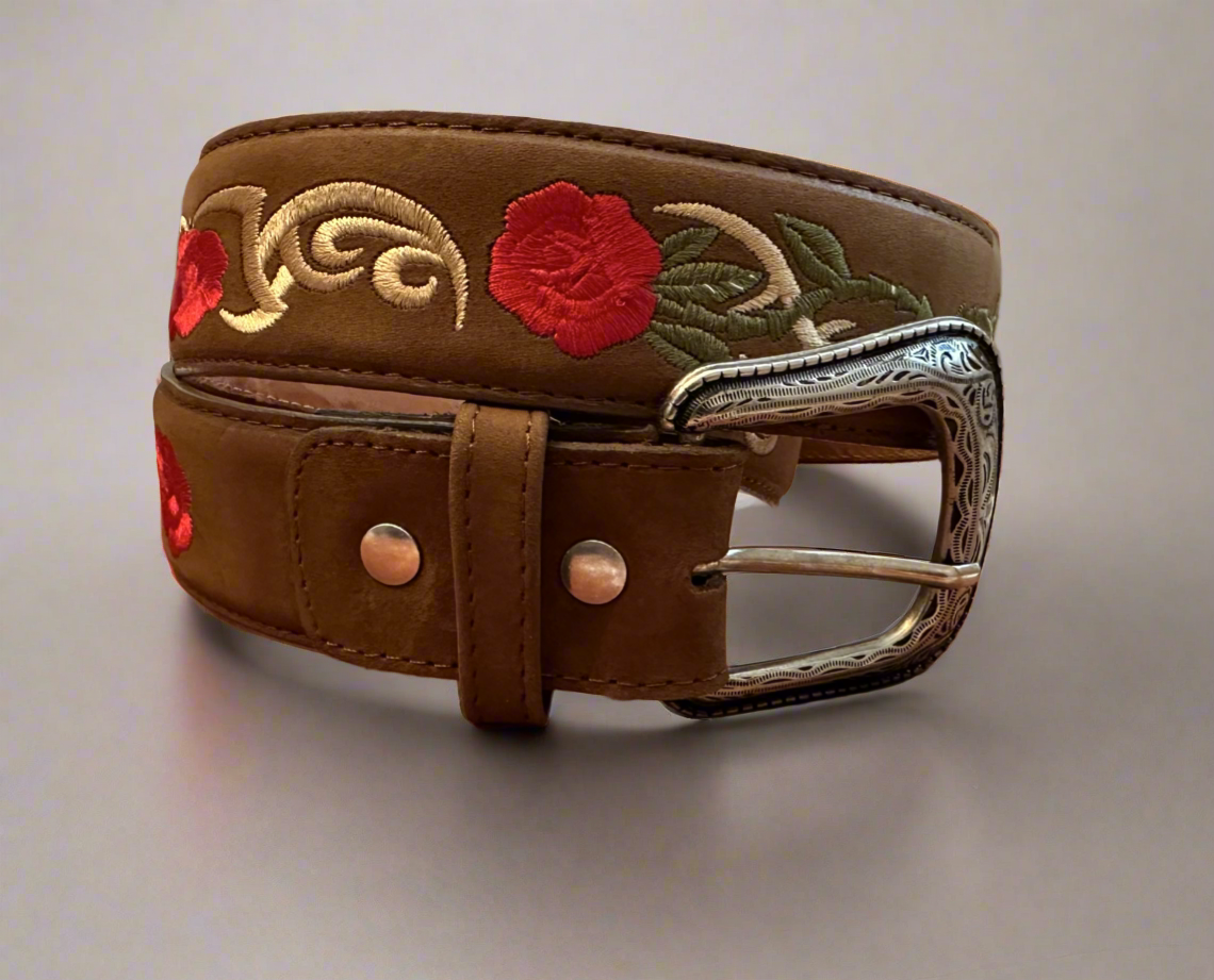 Western Red Rose Belt-Brown