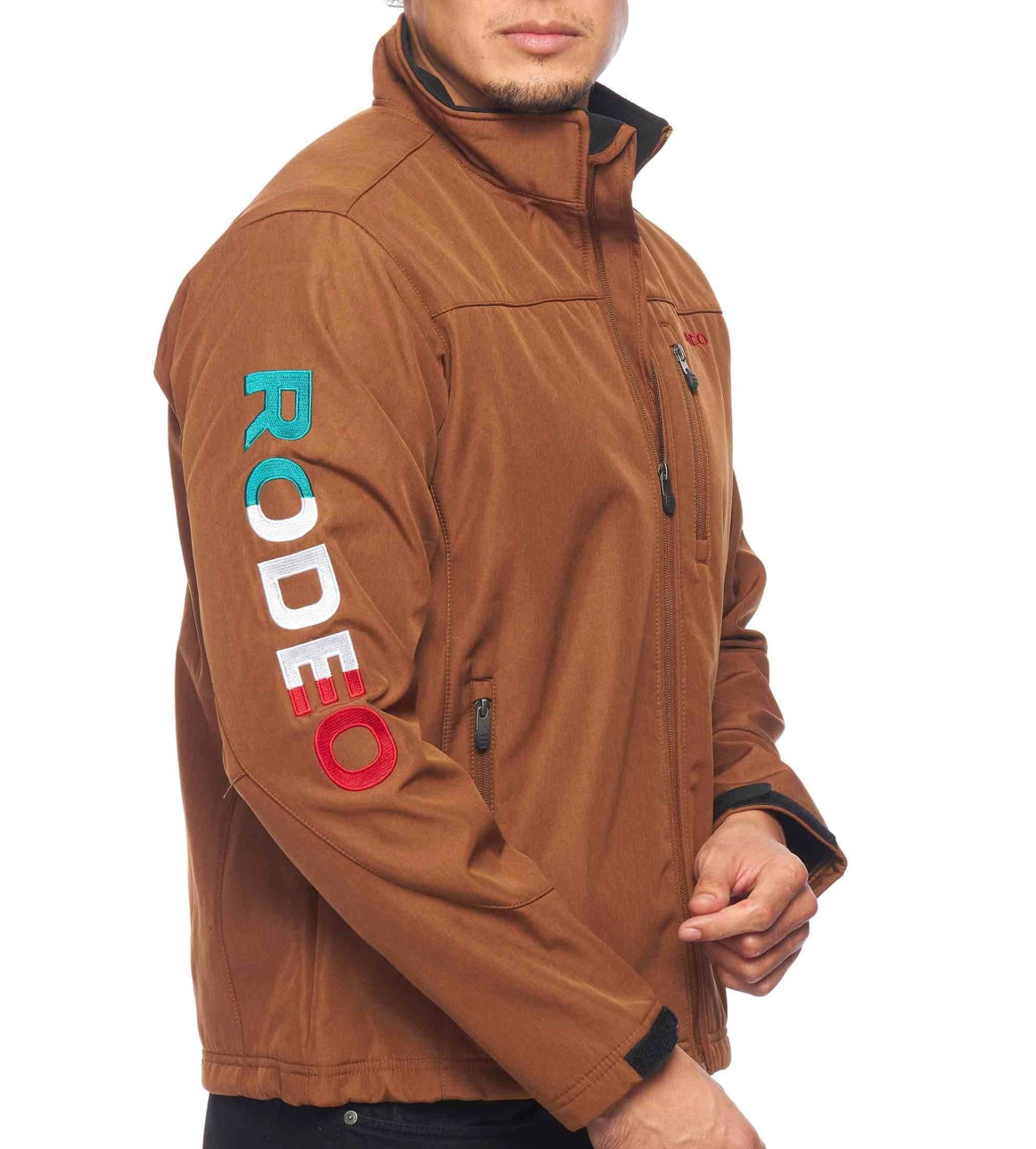 Rodeo Clothing Co. Men's Soft Shell Bonded Jacket -COGNAC MEX