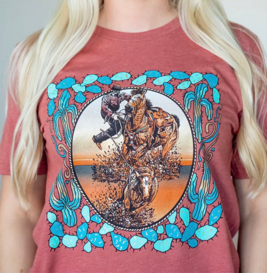 Calf Roper Cactus - Western Tee