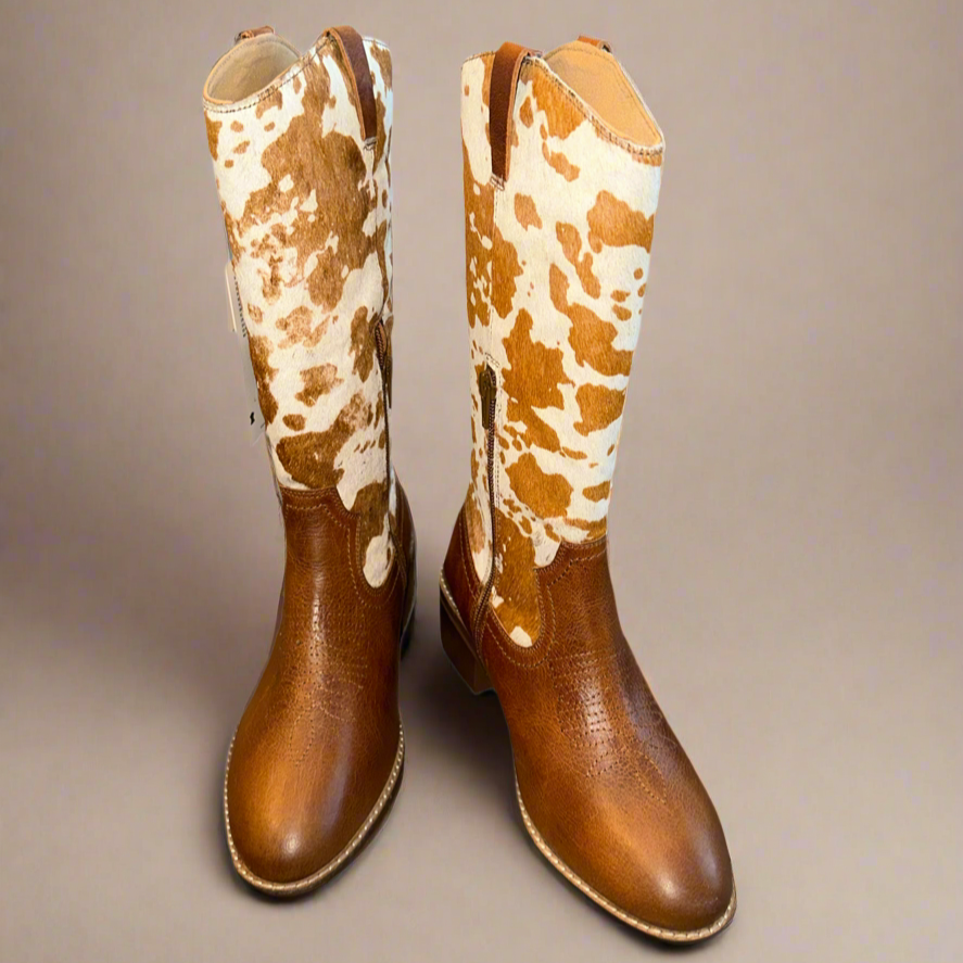 Myra Beige Boots-Round Toe Boots