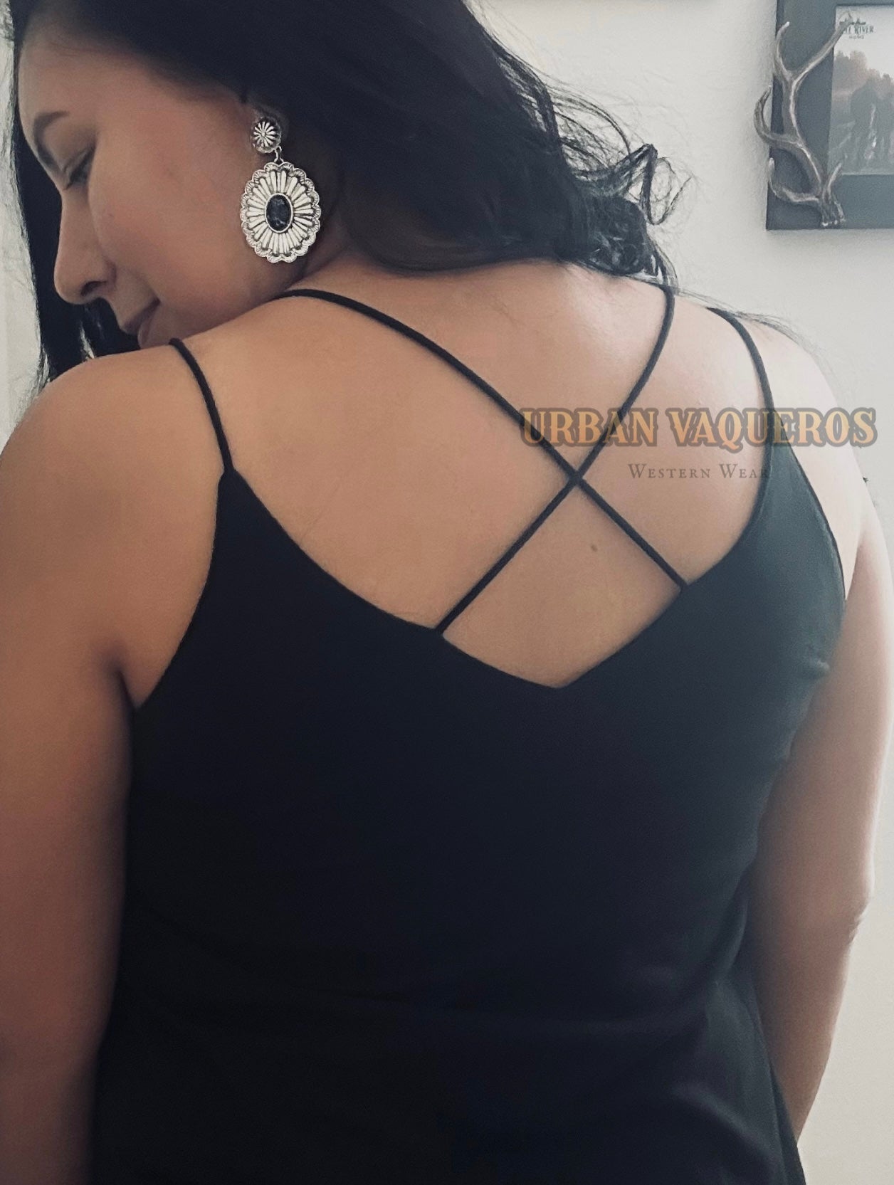 Strappy Studded Tank-Black
