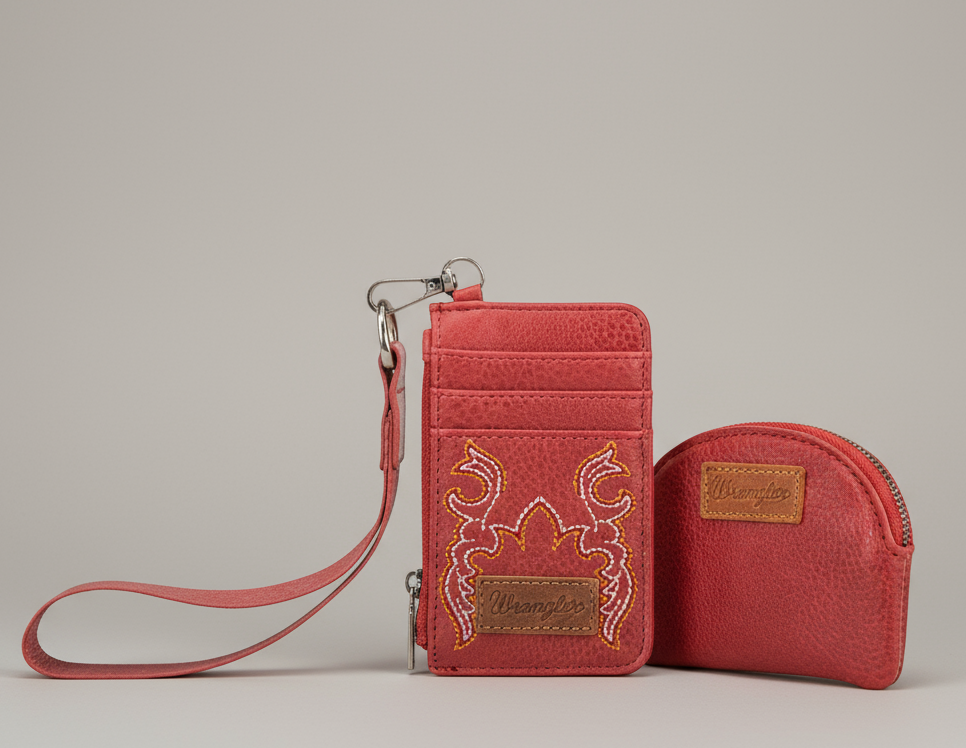 Wrangler Boot Scroll Pouch Wristlet-Red