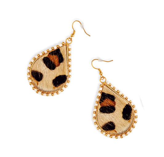 Leopard Teardrop Earrings