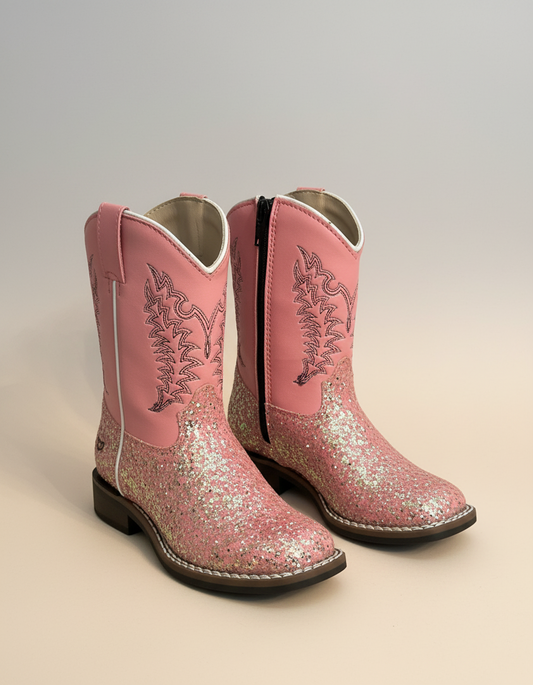 Old West Sparkling Pink Girls Boots