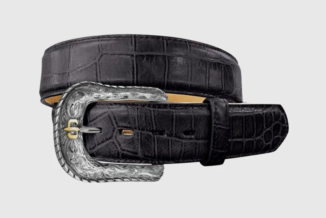 Men’s Stetson Black Crocodile Texture Belt