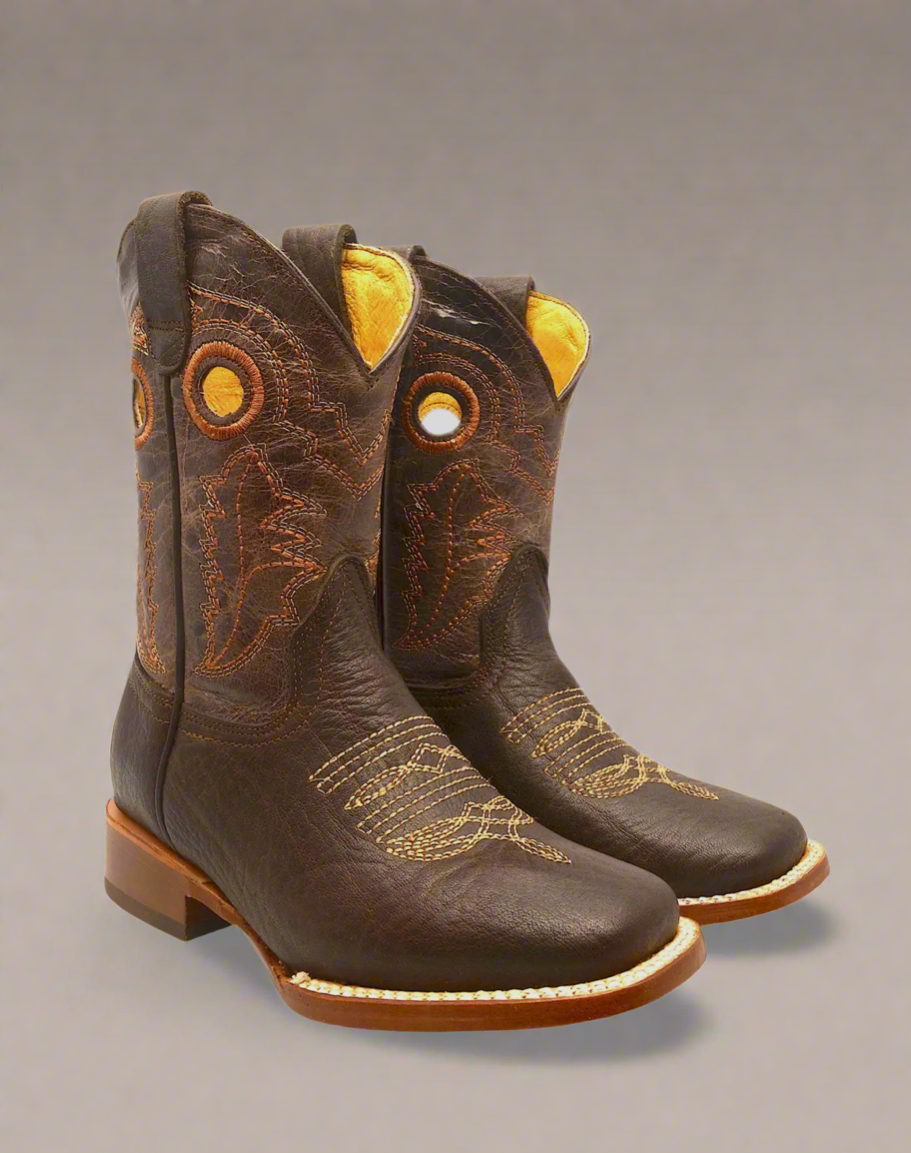 REDHAWK BOOT CO. Little Kids Bull Mocha-Square Toe Boots