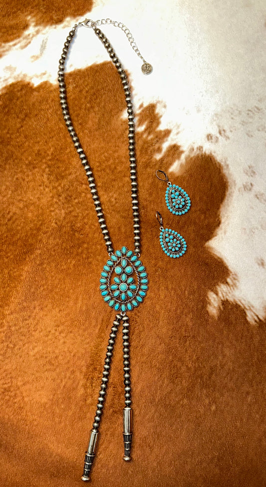 Western Bolo Style Burnished Pearl Necklace Set