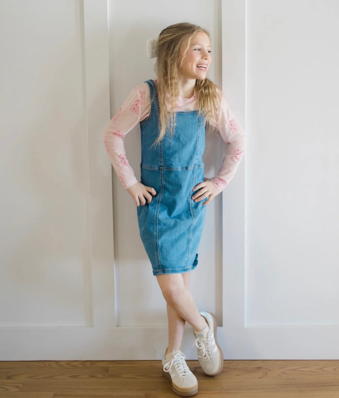 Girl’s Pink Howdy Sheer Mock Neck Top