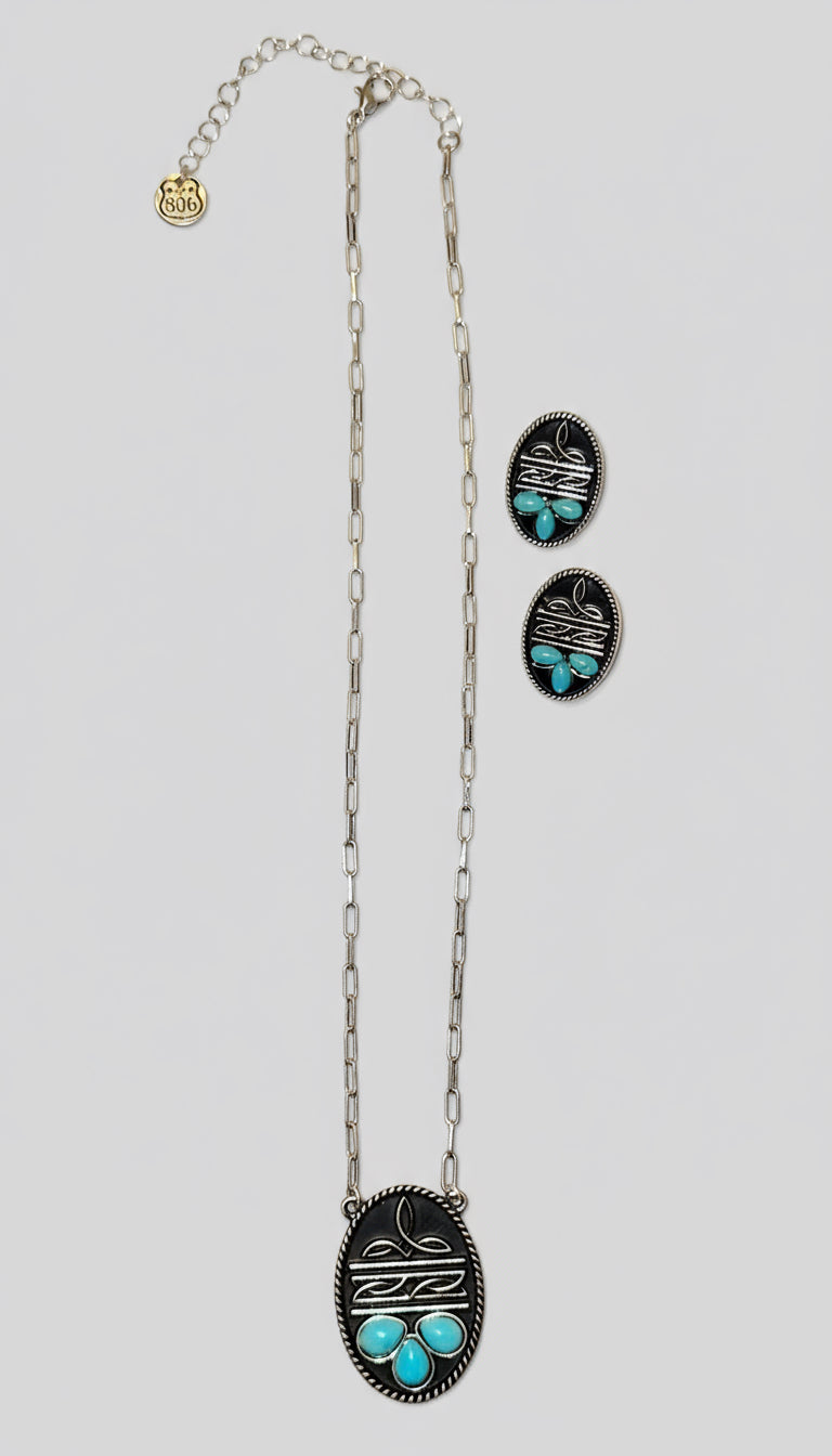 Boot Stitch Necklace and
Earring Set