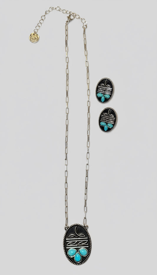 Boot Stitch Necklace and
Earring Set