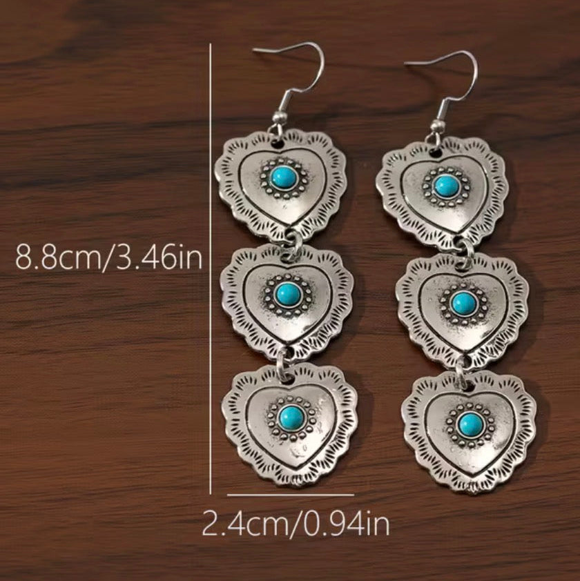 Turquoise Heart Drop Earrings