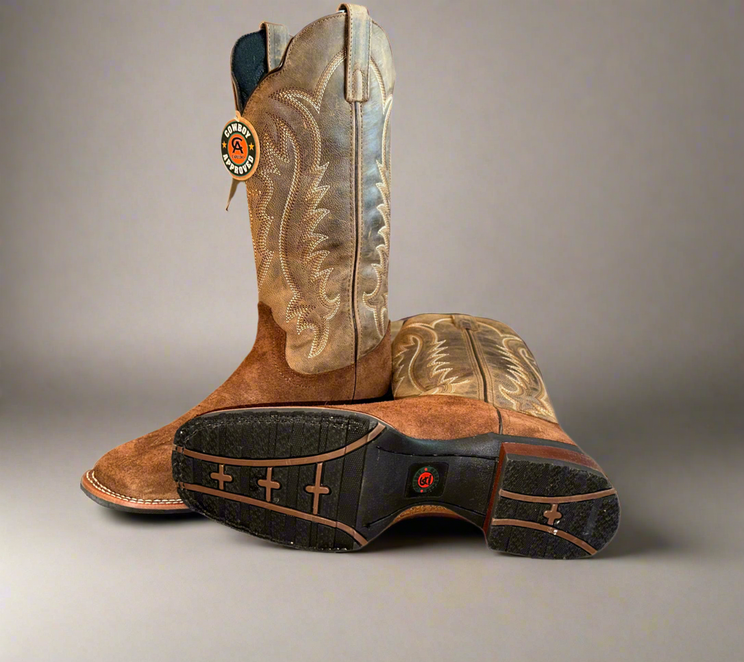 Laredos Rigid Roughout Performance Western Work Boots - Broad Square Toe Boots