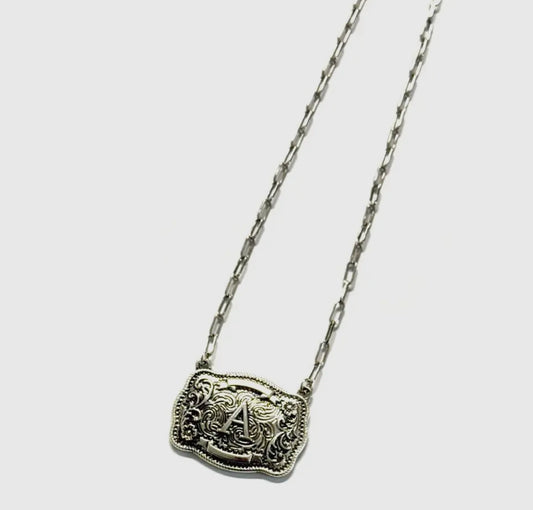Western Buckle Initial Necklace