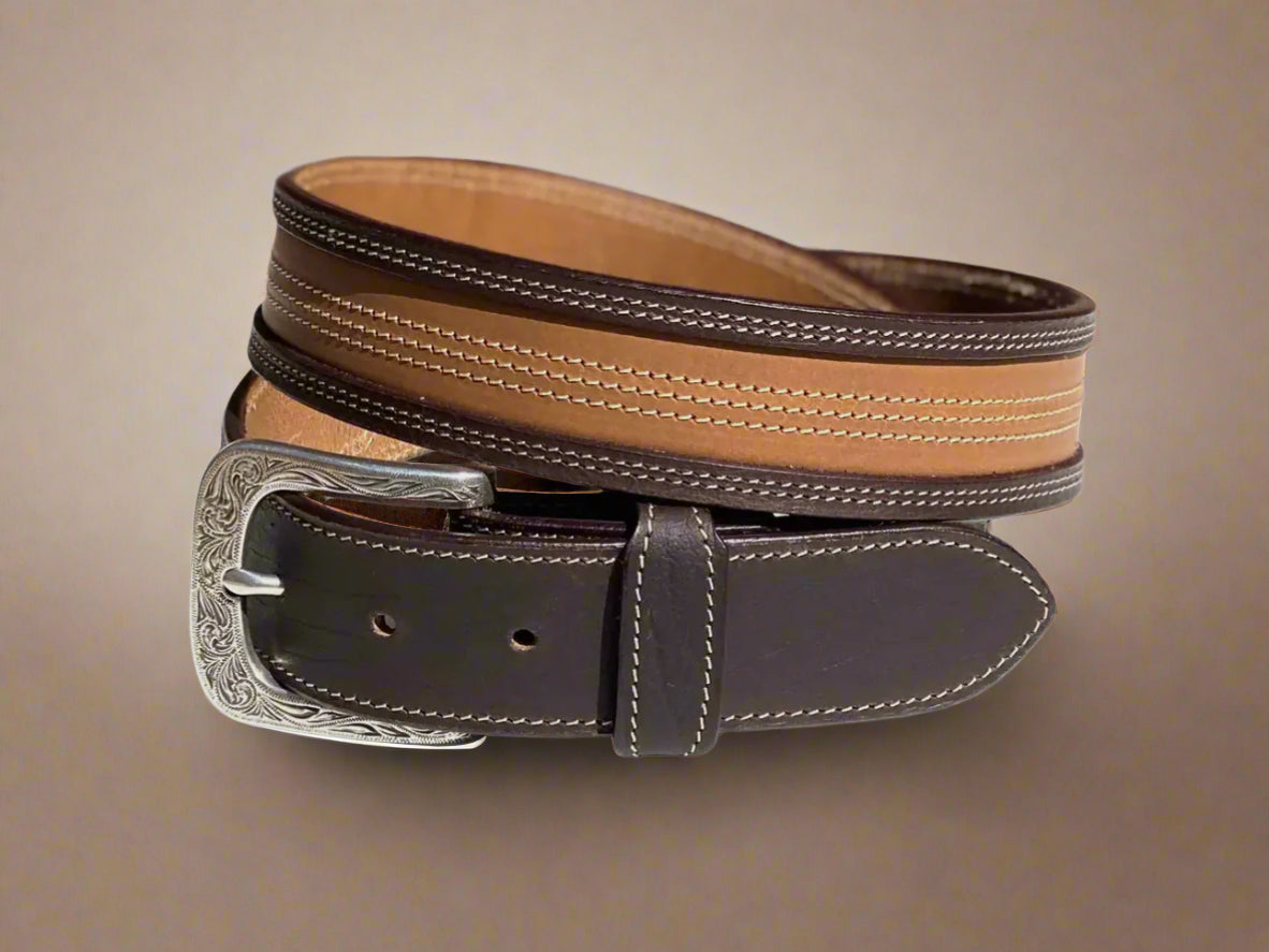 Murphy Two Tone Leather Belt-Coffee