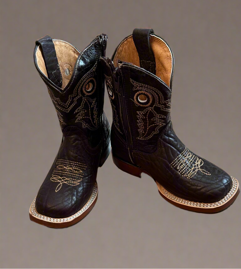 REDHAWK BOOT CO. Little Kids Bull Mocha-Square Toe Boots