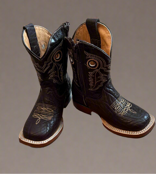 REDHAWK BOOT CO. Little Kids Bull Mocha-Square Toe Boots