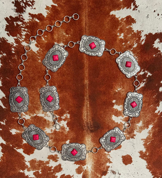 Women’s Rustic Couture's Concho Chain Belt-Pink