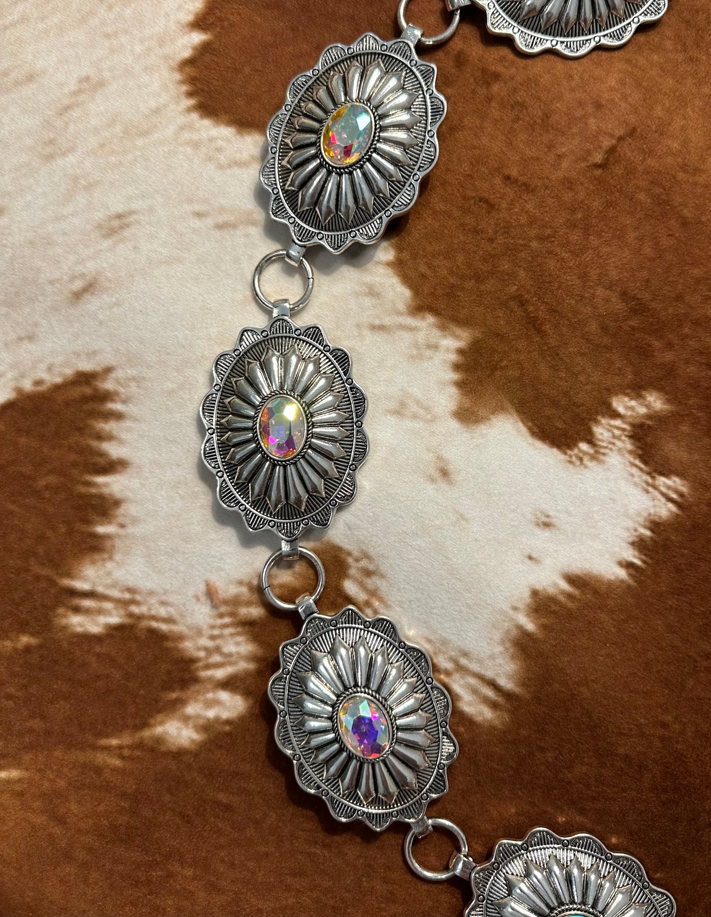 Western Concho Link Belt with Rhinestone Center by Pink Panache