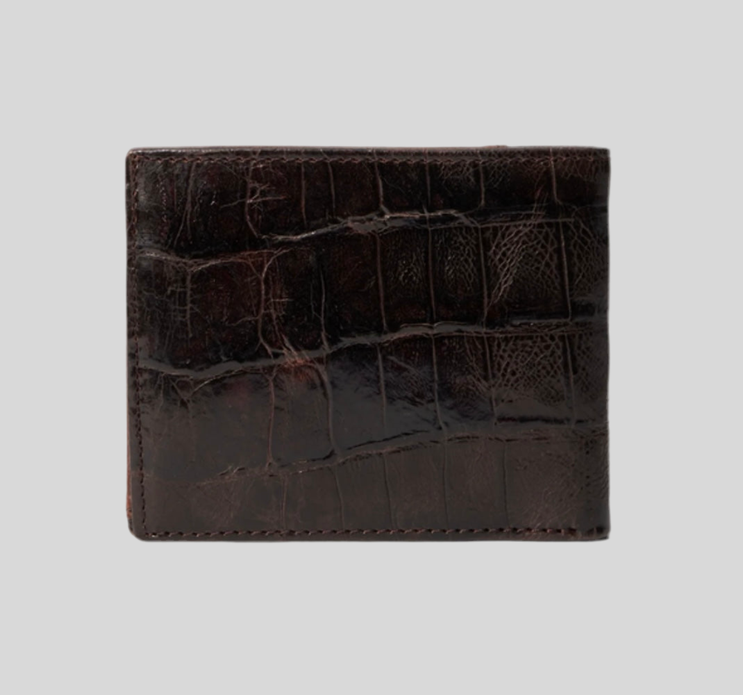 STETSON CAIMAN BROWN BIFOLD TOOLED