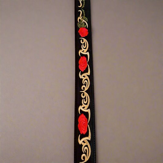 Western Red Rose Belt-Black