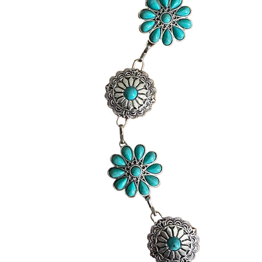 Turquoise Gemstone Floral Chain Belt