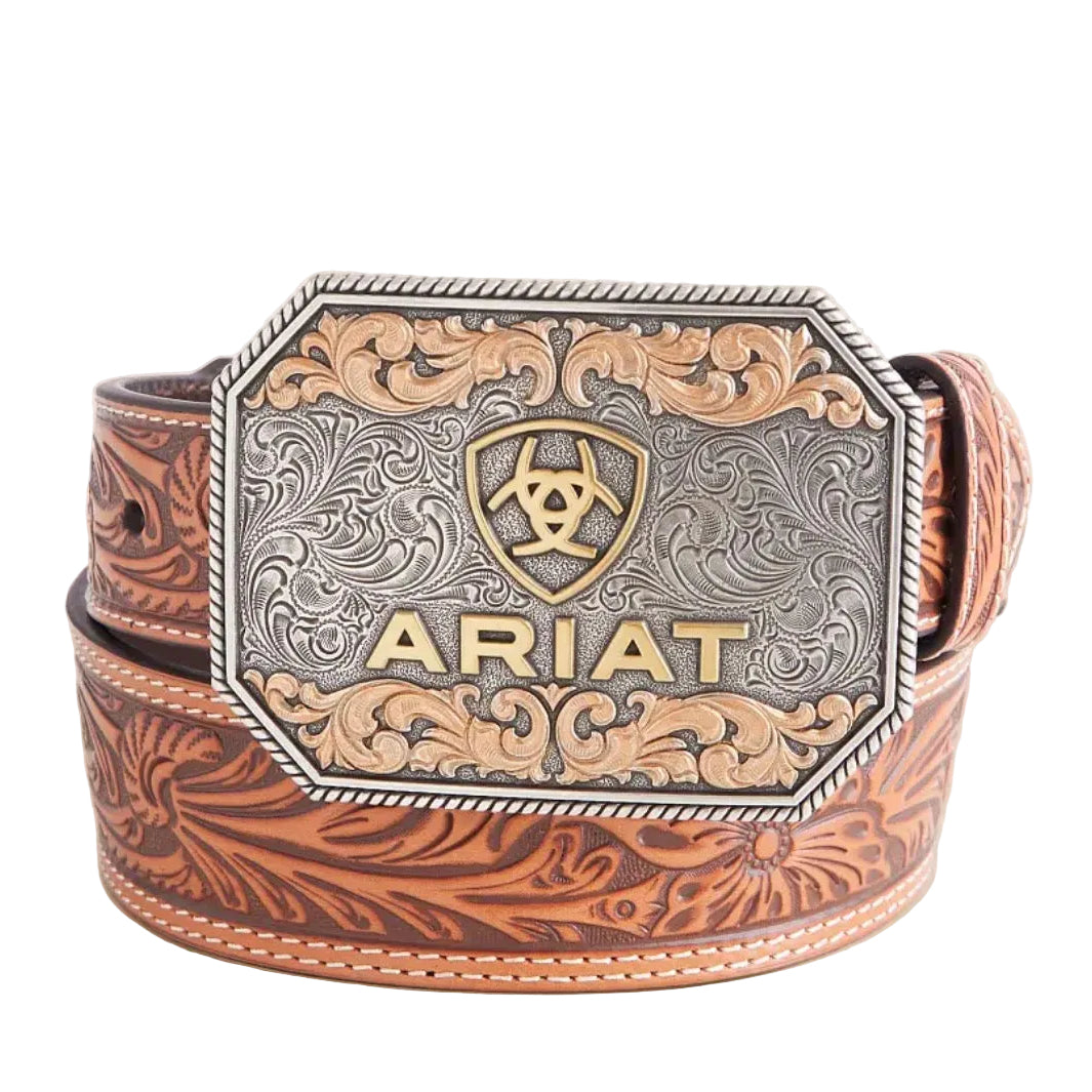 Men’s ARIAT Tooled Leather Belt with Buckle