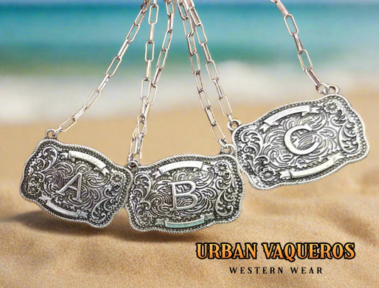 Western Buckle Initial Necklace
