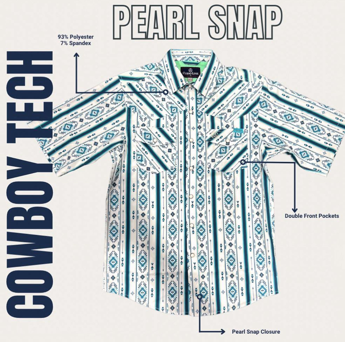 Men's Cowboy Cool Tech Short Sleeve Pearl Snap