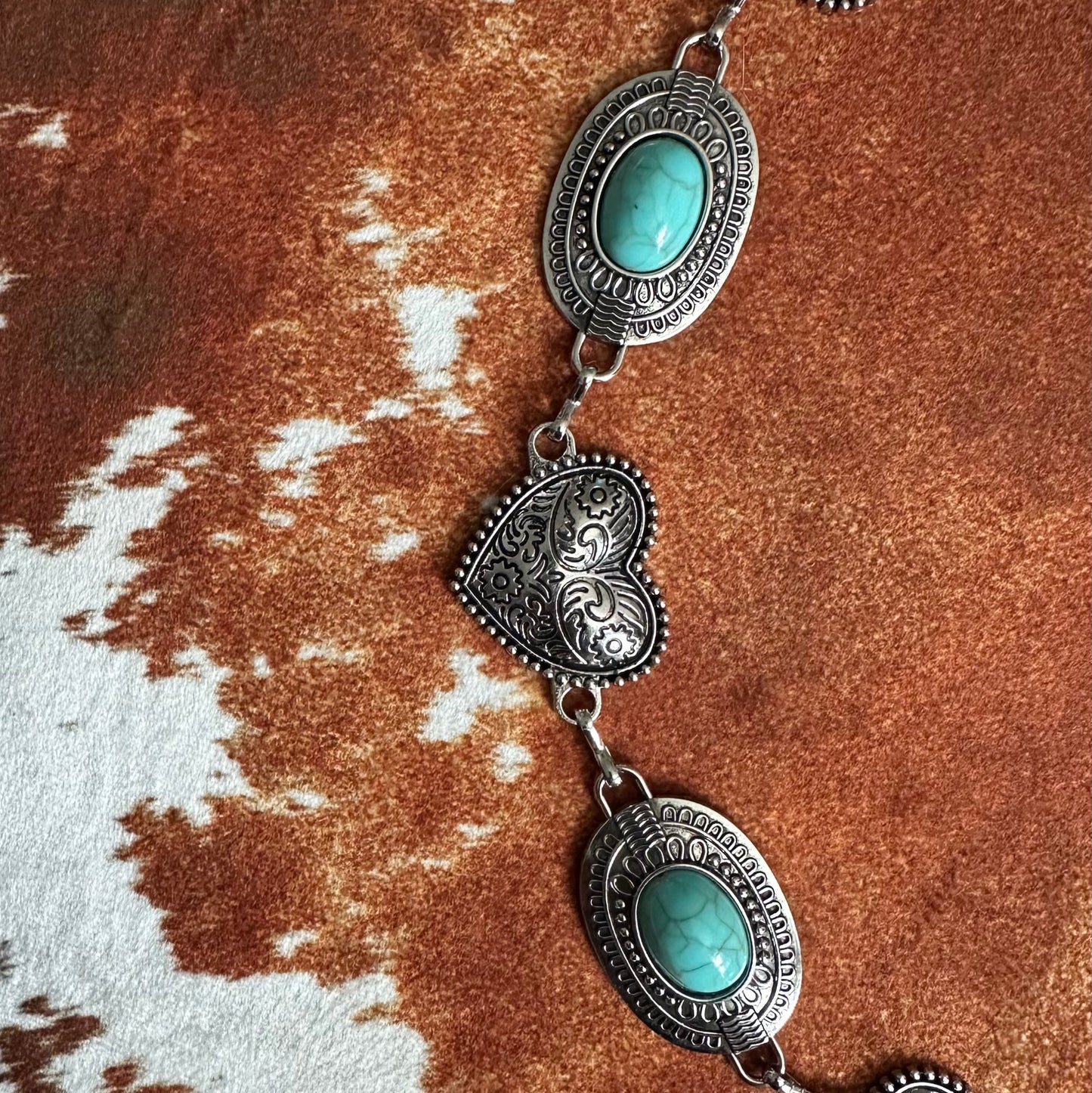 Vintage Turquoise Heart Waist Chain Belt