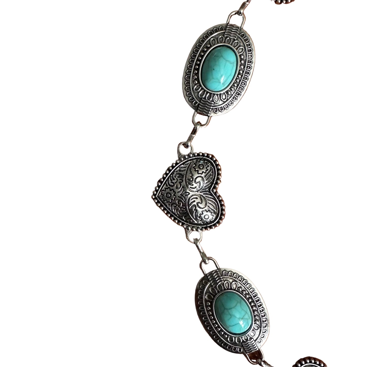 Vintage Turquoise Heart Waist Chain Belt