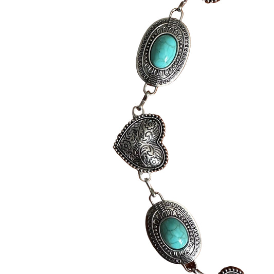 Vintage Turquoise Heart Waist Chain Belt