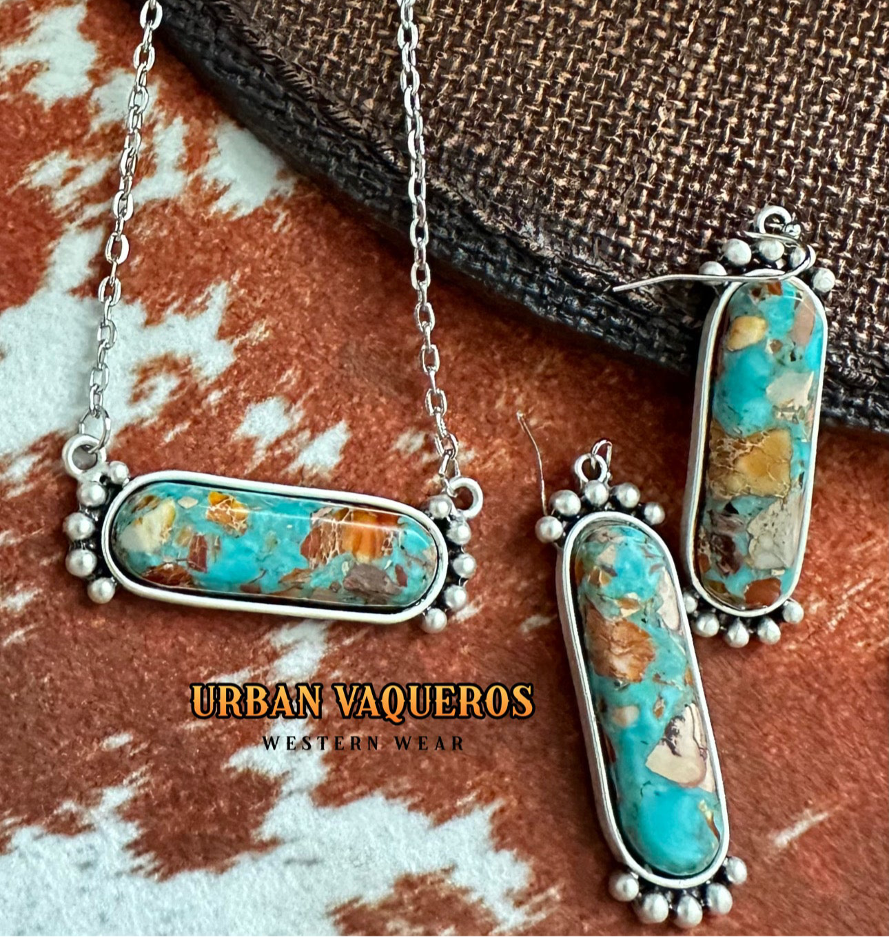 16-inch Gemstone Necklace Earrings Set